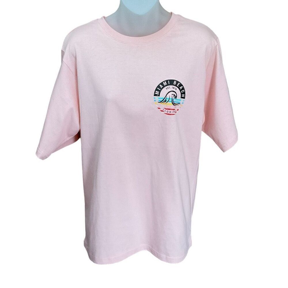 Southern Spirit Tee Shirt Graphic Miami Beach Florida Pink Short Sleeve Small